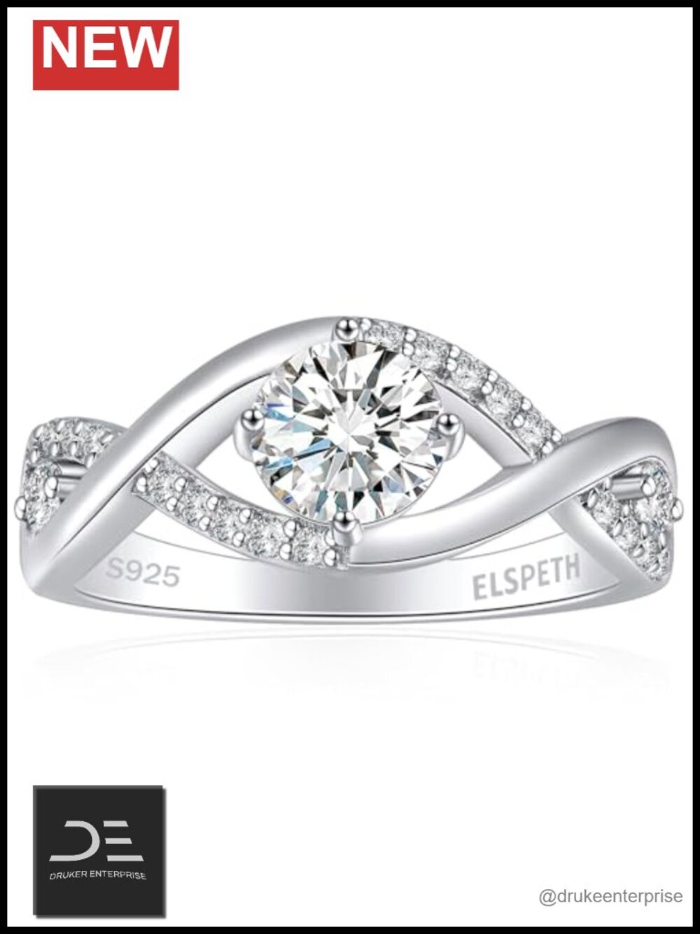 925 Sterling Silver Engagement Ring CZ Round Cut Promise Wedding Bridal
